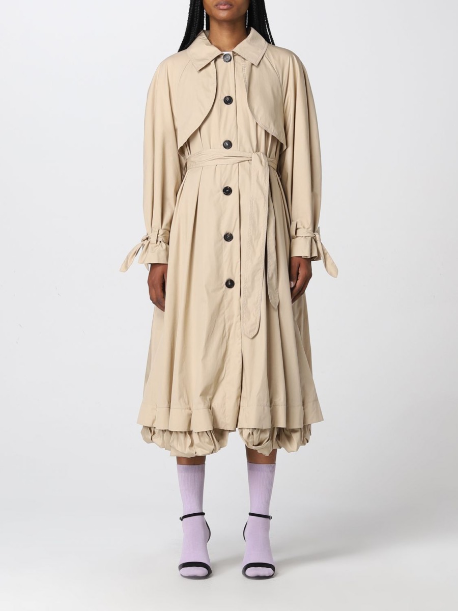 Woman Beige Trench Coat at Giglio GOOFASH