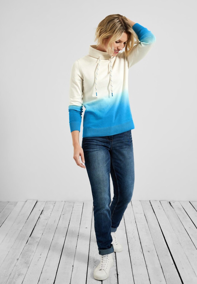 Woman Blue Dip Dye Pullover Cecil Womens SWEATERS GOOFASH
