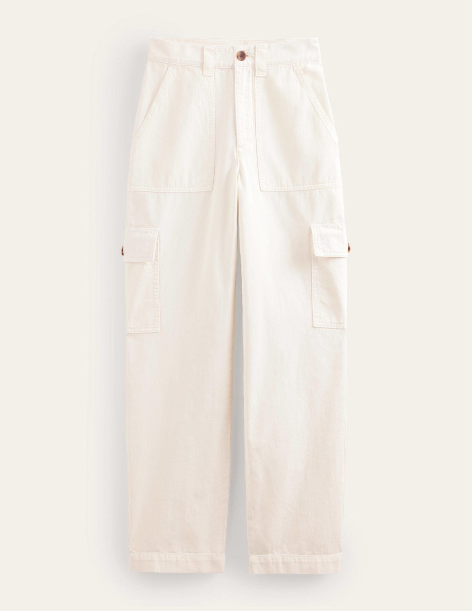 Woman Cream Cargo Trousers from Boden GOOFASH