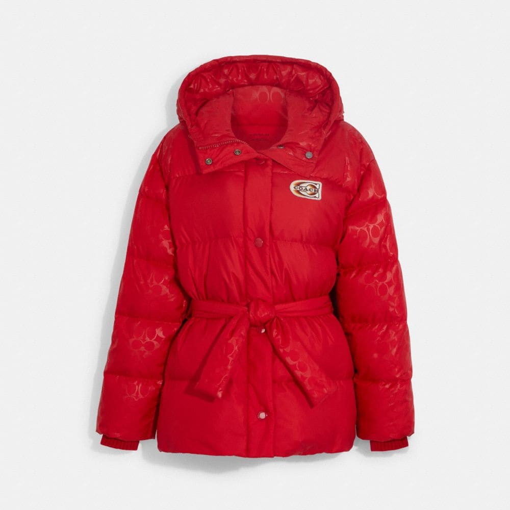 Woman Down Jacket in Red Coach GOOFASH