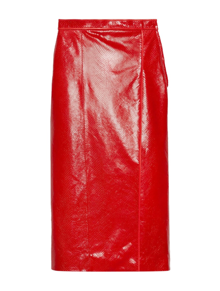 Woman Leather Skirt - Red - Suitnegozi GOOFASH