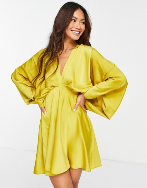 Woman Mini Dress in Gold - Asos GOOFASH