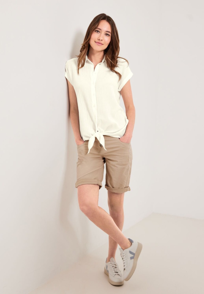 Woman White Blouse With Knot Detail Cecil Womens BLOUSES GOOFASH