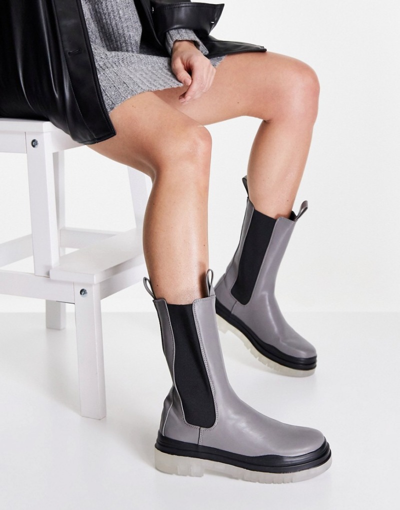 Women Boots in Grey at Asos GOOFASH