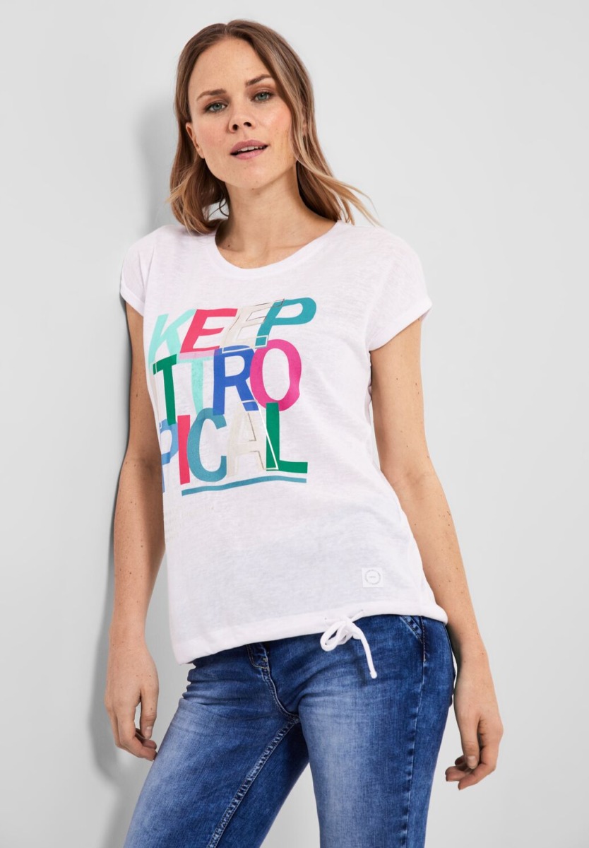 Women Cecil White T-Shirt Mit Frontprint Womens T-SHIRTS GOOFASH