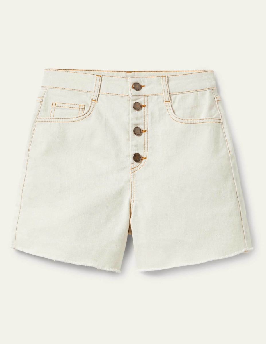 Women Cream Denim Shorts by Boden GOOFASH