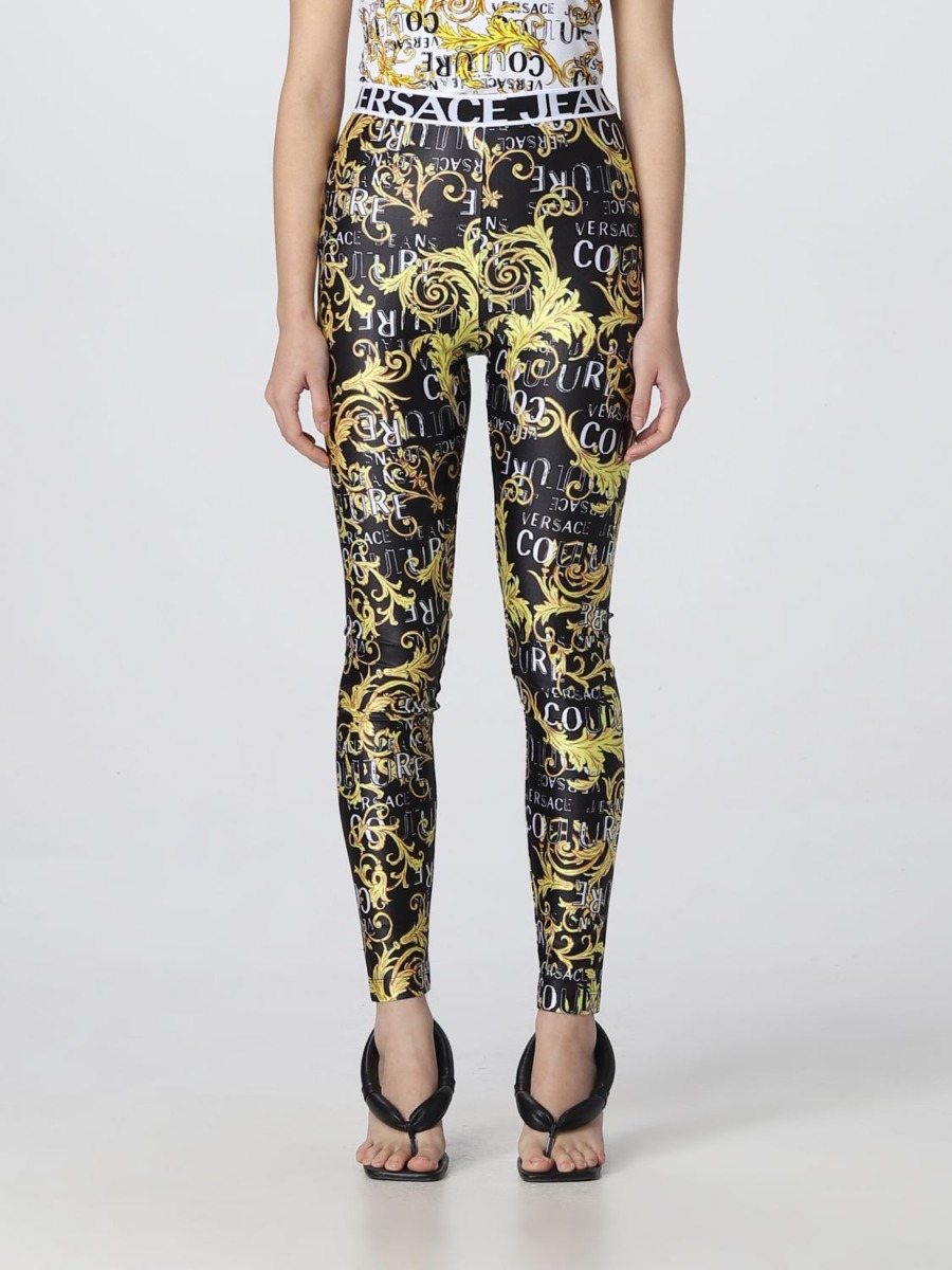 Women Trousers in Gold Giglio - Versace GOOFASH