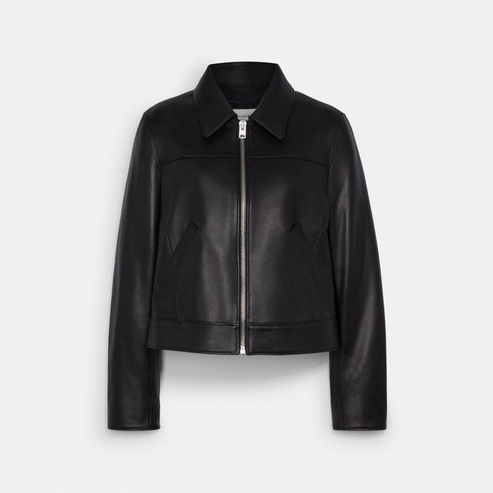 Womens Black Leather Jacket by Coach GOOFASH