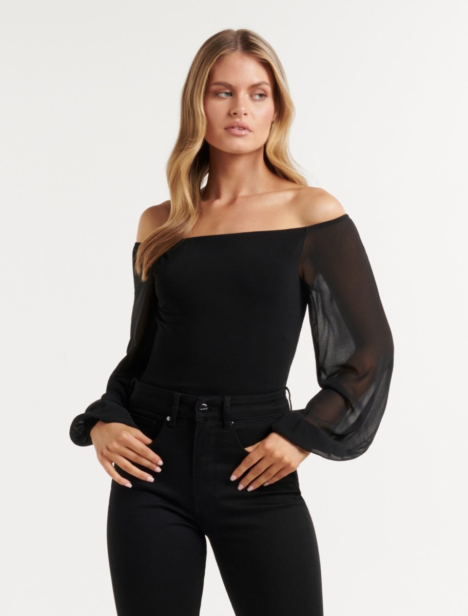 Womens Black Top by Ever New GOOFASH