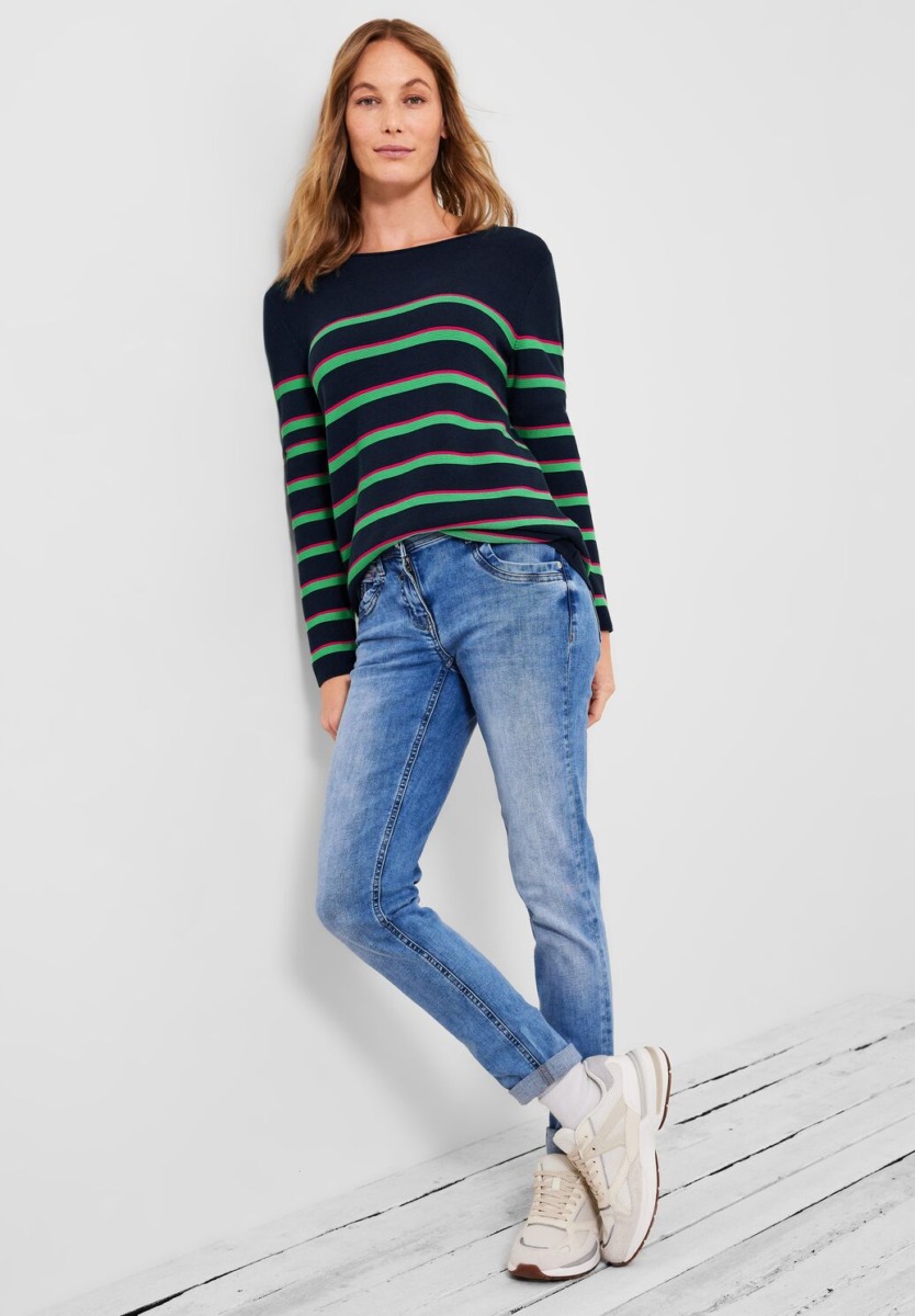 Women's Cecil Blue Sweater With Strip Pattern Womens SWEATERS GOOFASH