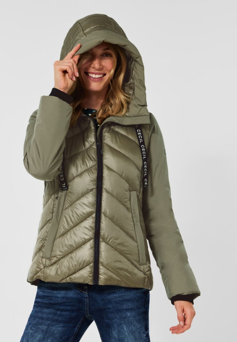 Women's Green Stepp Jacket In The Material Mix Cecil Womens JACKETS GOOFASH