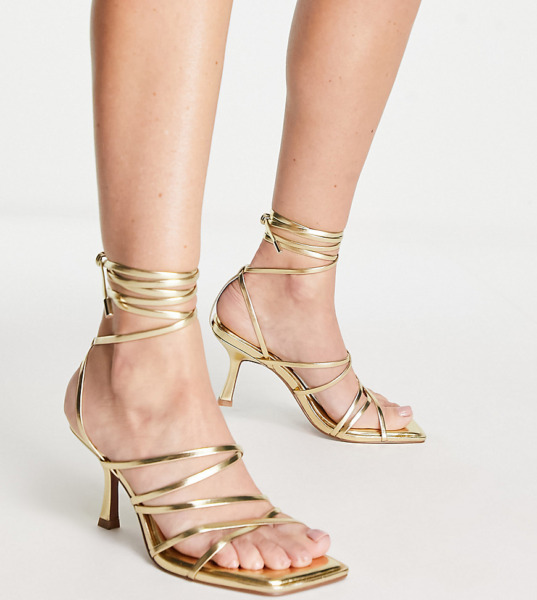 Womens Heeled Sandals in Gold at Asos GOOFASH