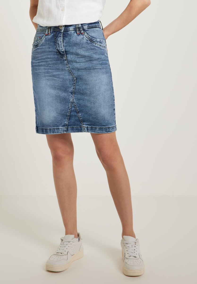 Women's Jeans Skirt In Light Blue Cecil Womens SKIRTS GOOFASH