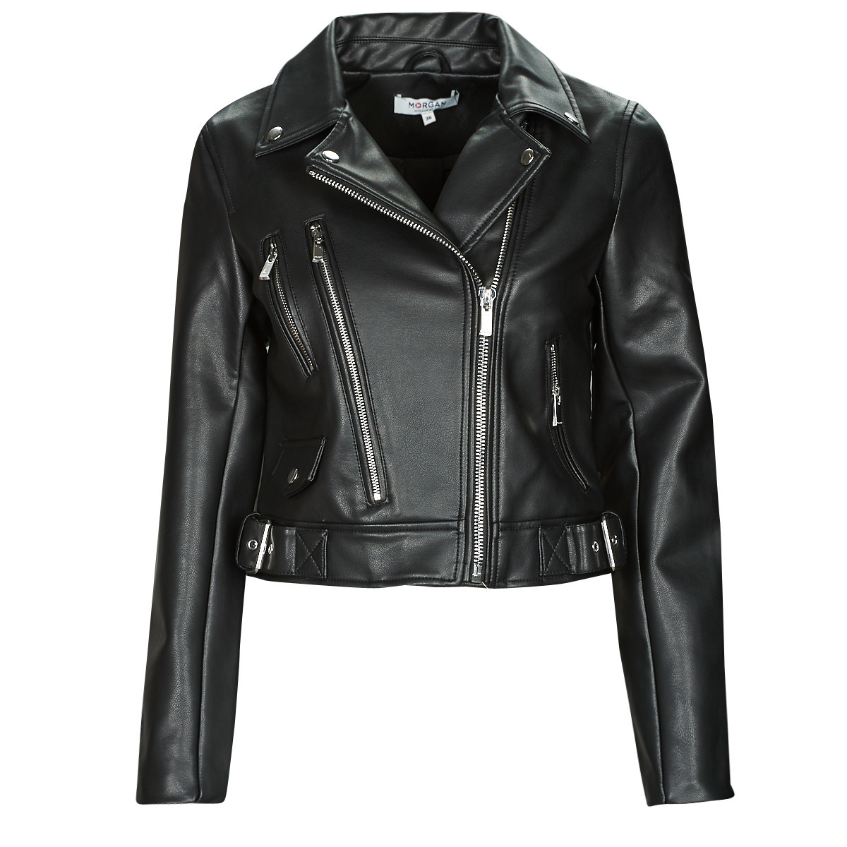 Womens Leather Jacket in Black - Morgan - Spartoo GOOFASH