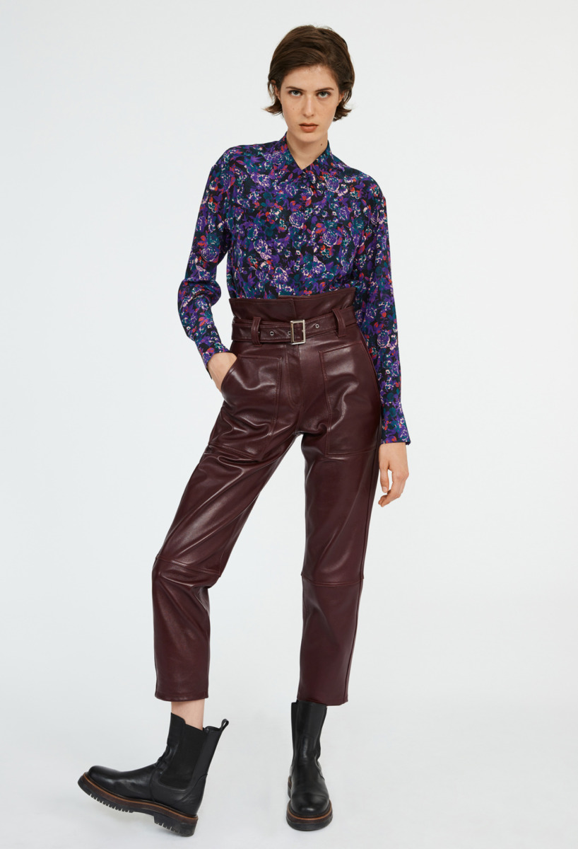 Womens Leather Trousers in Red Claudie Pierlot GOOFASH