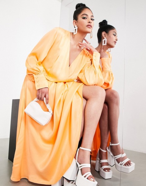 Women's Maxi Dress in Orange by Asos GOOFASH