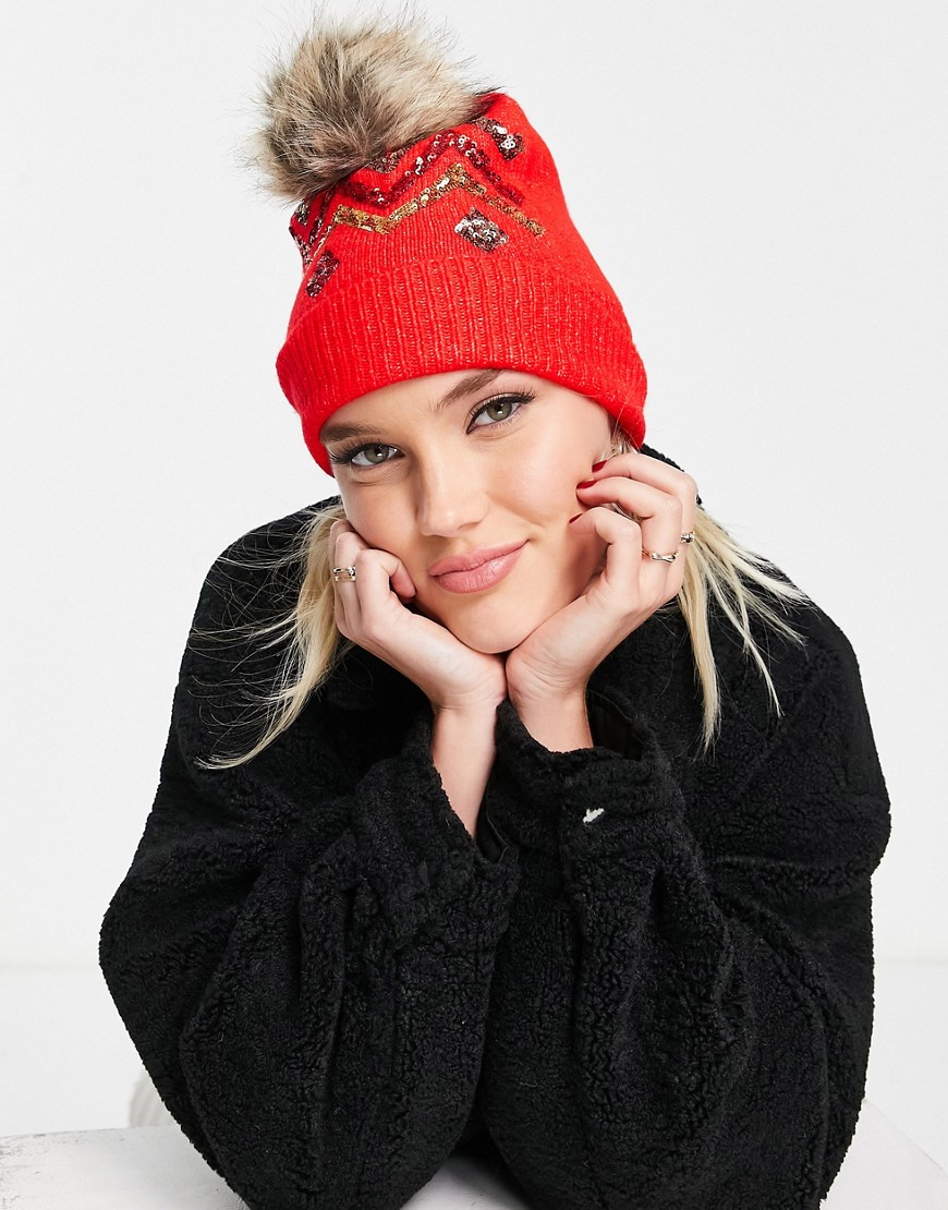 Womens Red Beanie from Asos GOOFASH