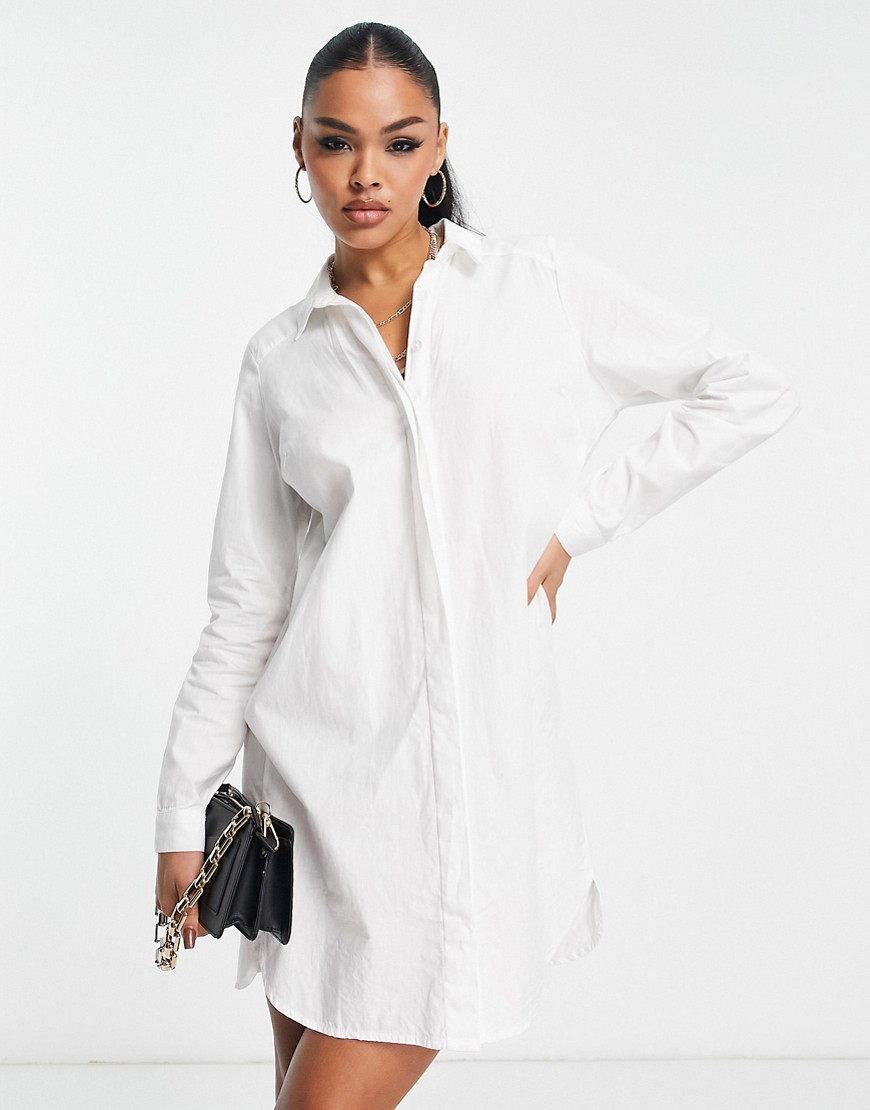 Womens Shirt Dress in White - Asos GOOFASH