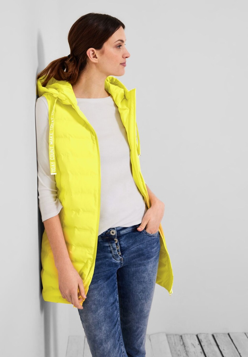 Yellow Long Vest With Hood Cecil Woman Womens JACKETS GOOFASH