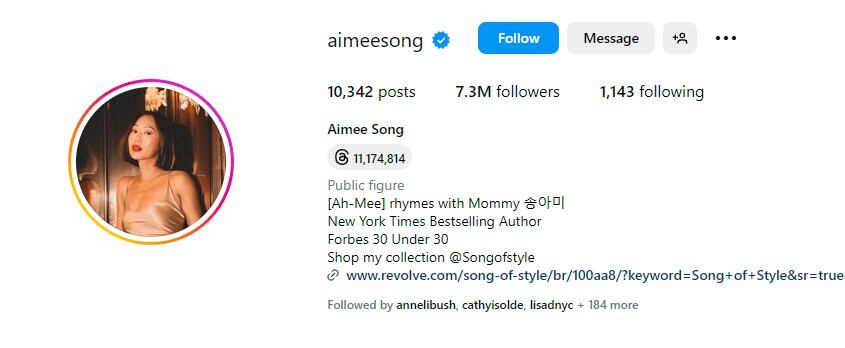 Aimee Song Instagram Profile