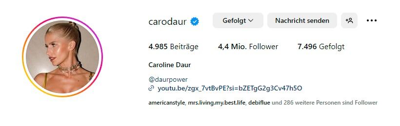 Caroline Daur Instagram Profile