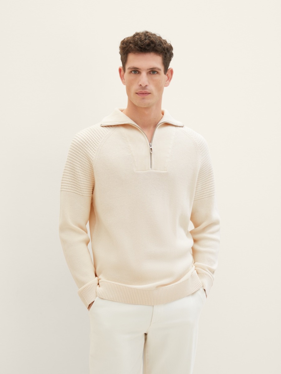 Beige Knitting Sweater for Men at Tom Tailor GOOFASH
