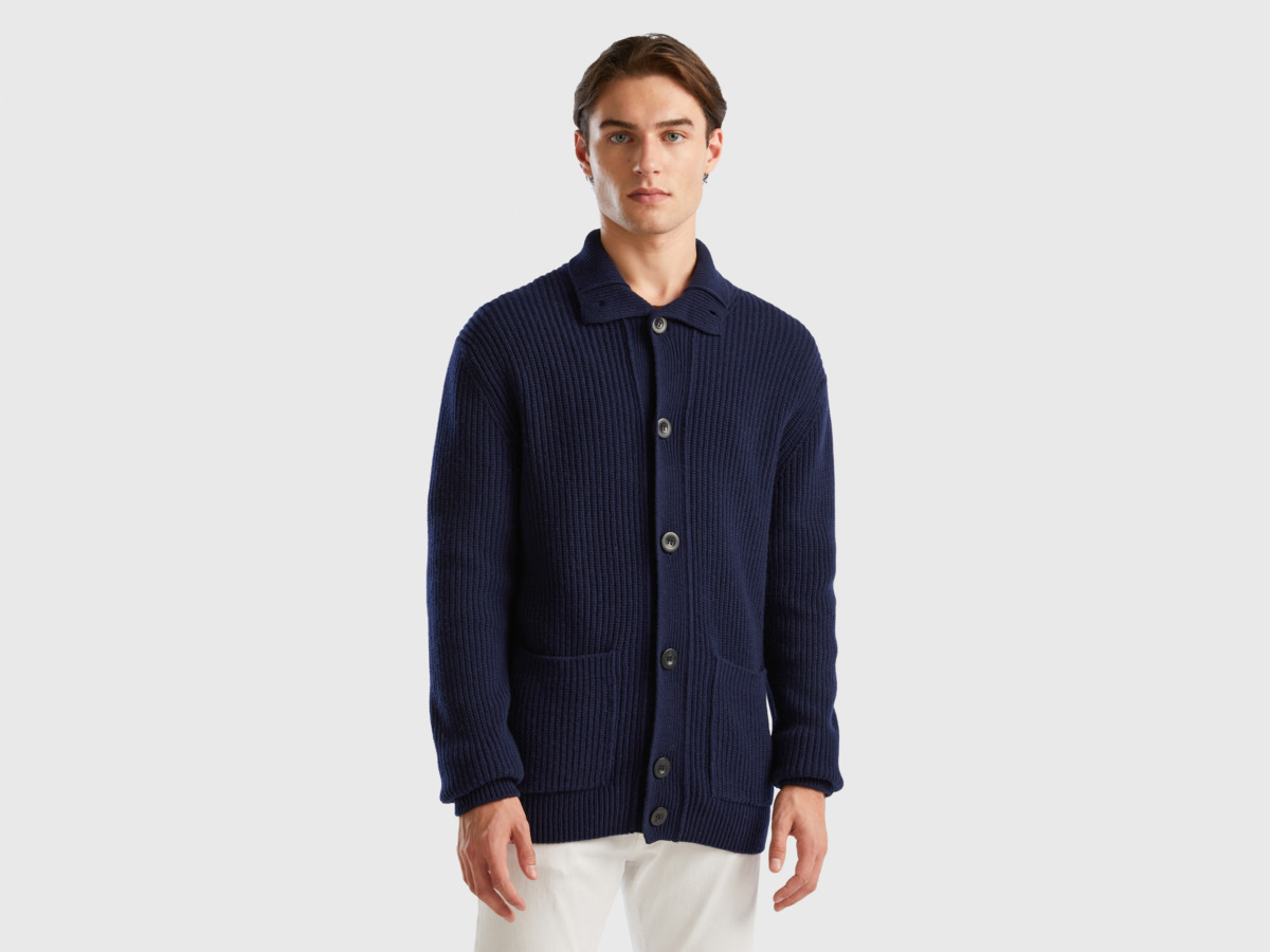 Benetton Blue Cardigan for Man from United Colors of Benetton GOOFASH
