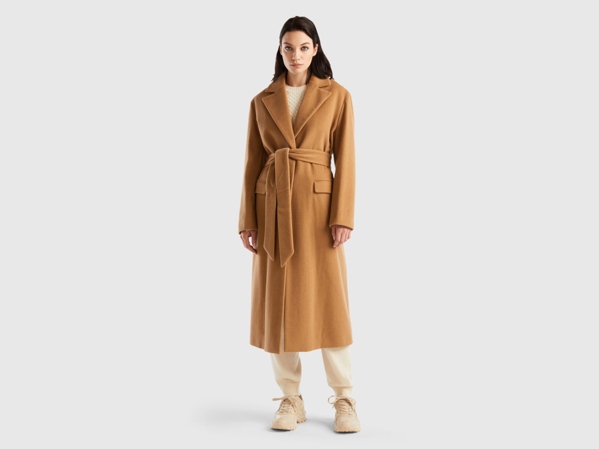 Benetton Coat in Camel for Woman by United Colors of Benetton GOOFASH