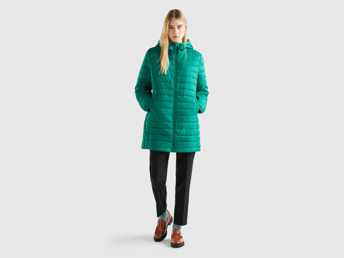 Benetton Green Down Jacket for Woman by United Colors of Benetton GOOFASH