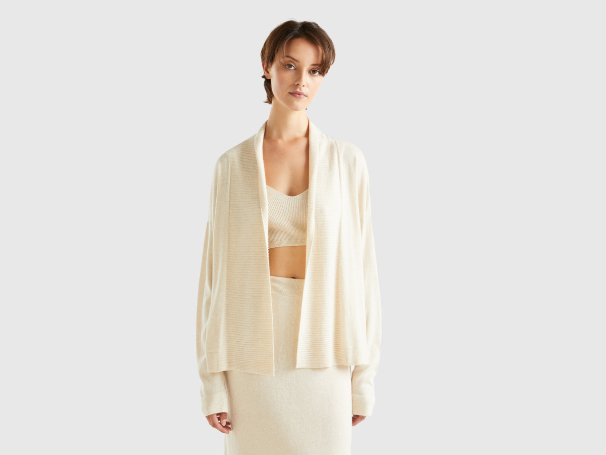 Benetton - Ladies Cardigan in White from United Colors of Benetton GOOFASH