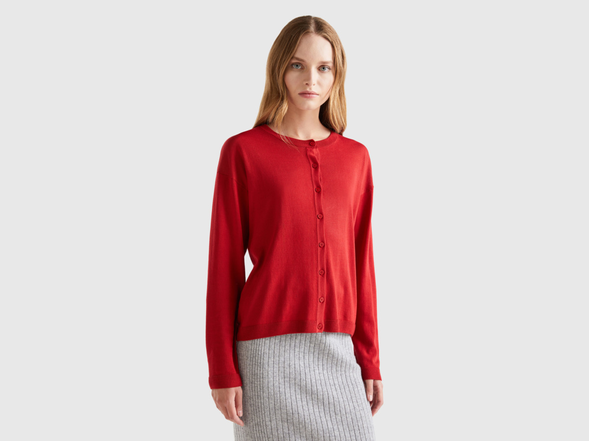 Benetton - Lady Cardigan in Red from United Colors of Benetton GOOFASH