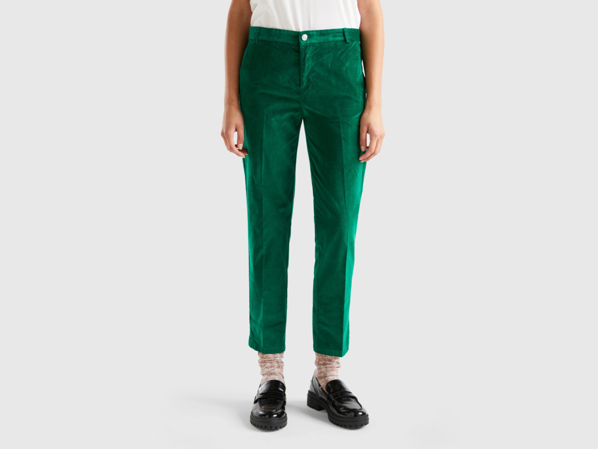 Benetton Lady Chino Pants Green GOOFASH
