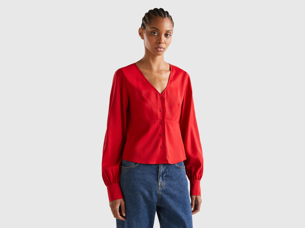 Benetton - Lady Shirt in Red - United Colors of Benetton GOOFASH