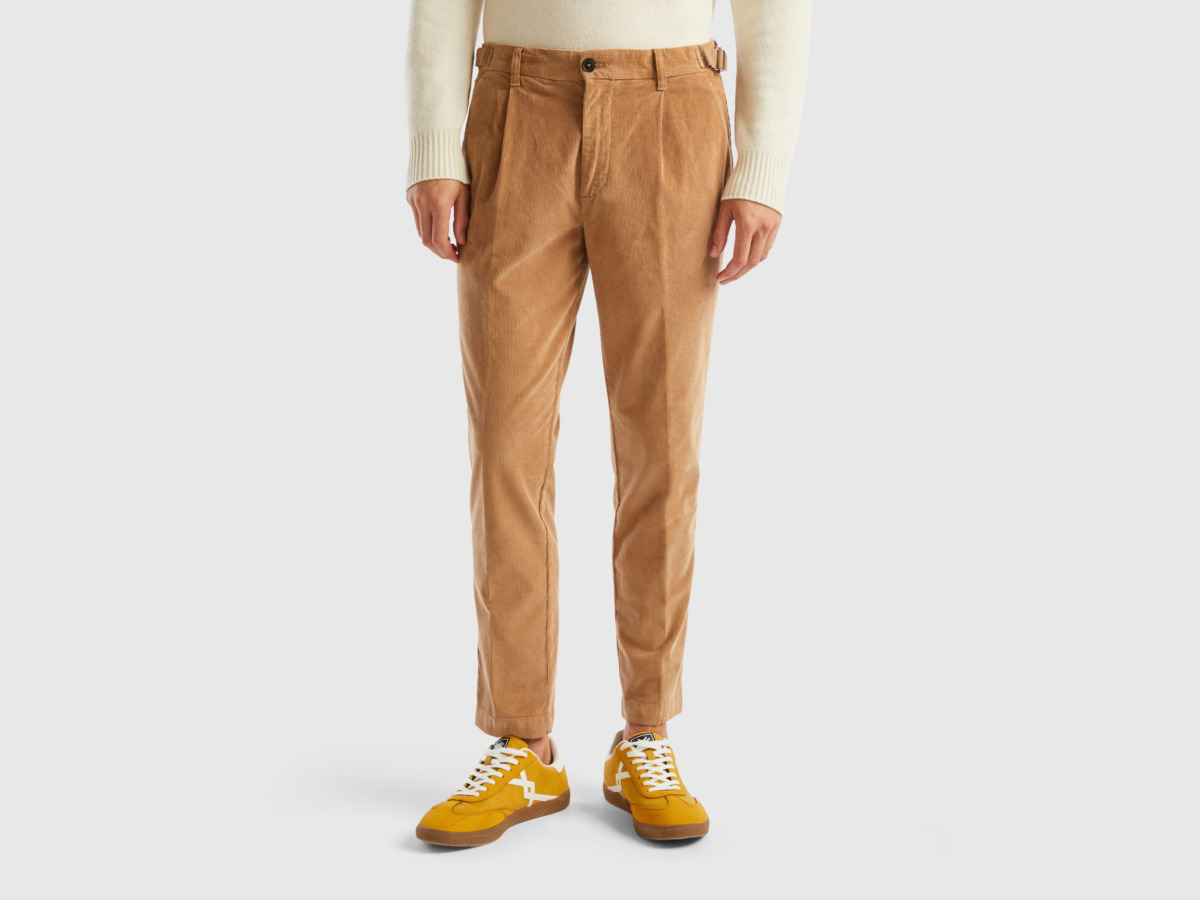 Benetton Men Camel Chino Pants by United Colors of Benetton GOOFASH