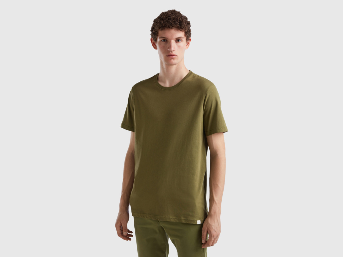 Benetton - Men T-Shirt - Green GOOFASH