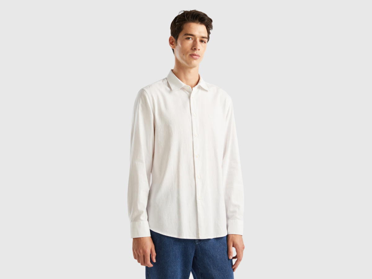 Benetton - Men's Shirt in White United Colors of Benetton GOOFASH