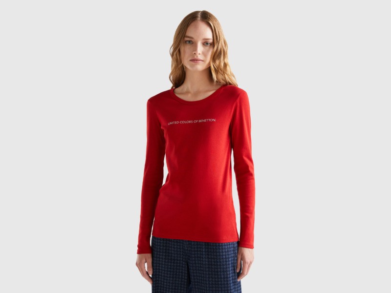 Benetton - Red Lady T-Shirt - United Colors of Benetton GOOFASH