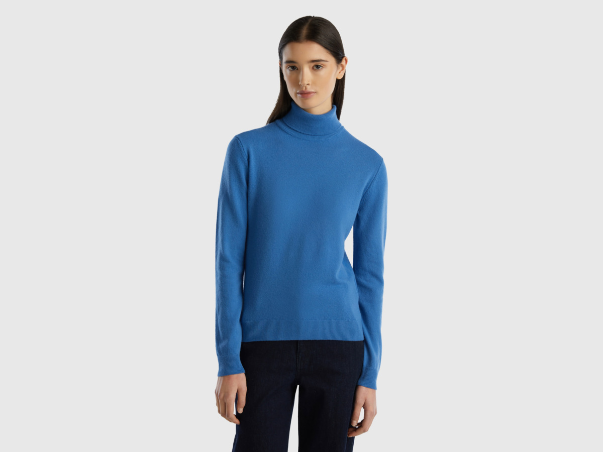 Benetton - Turtleneck Sweater - Blue - United Colors of Benetton - Ladies GOOFASH