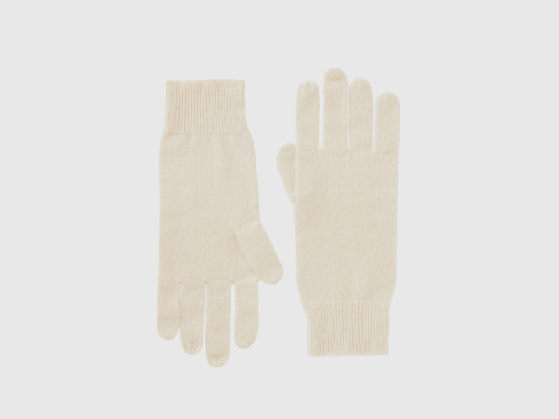 Benetton - White - Women Gloves GOOFASH