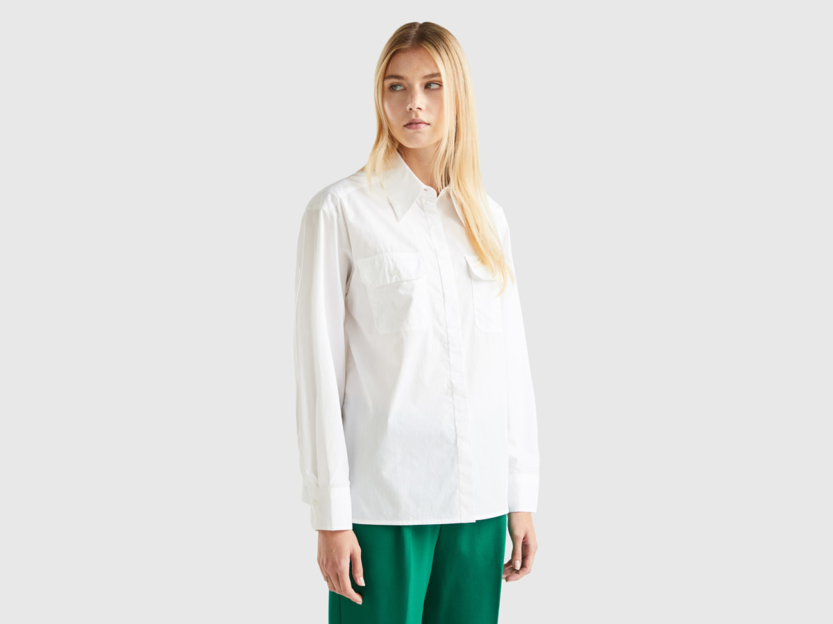 Benetton Woman Shirt in White by United Colors of Benetton GOOFASH