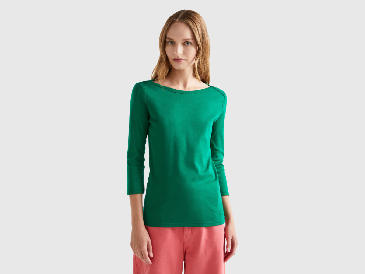 Benetton Women's Green T-Shirt by United Colors of Benetton GOOFASH