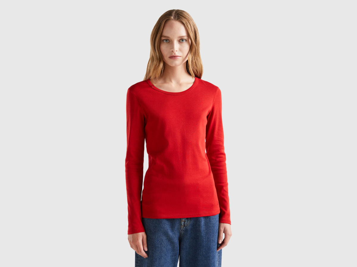 Benetton Women's Red T-Shirt from United Colors of Benetton GOOFASH