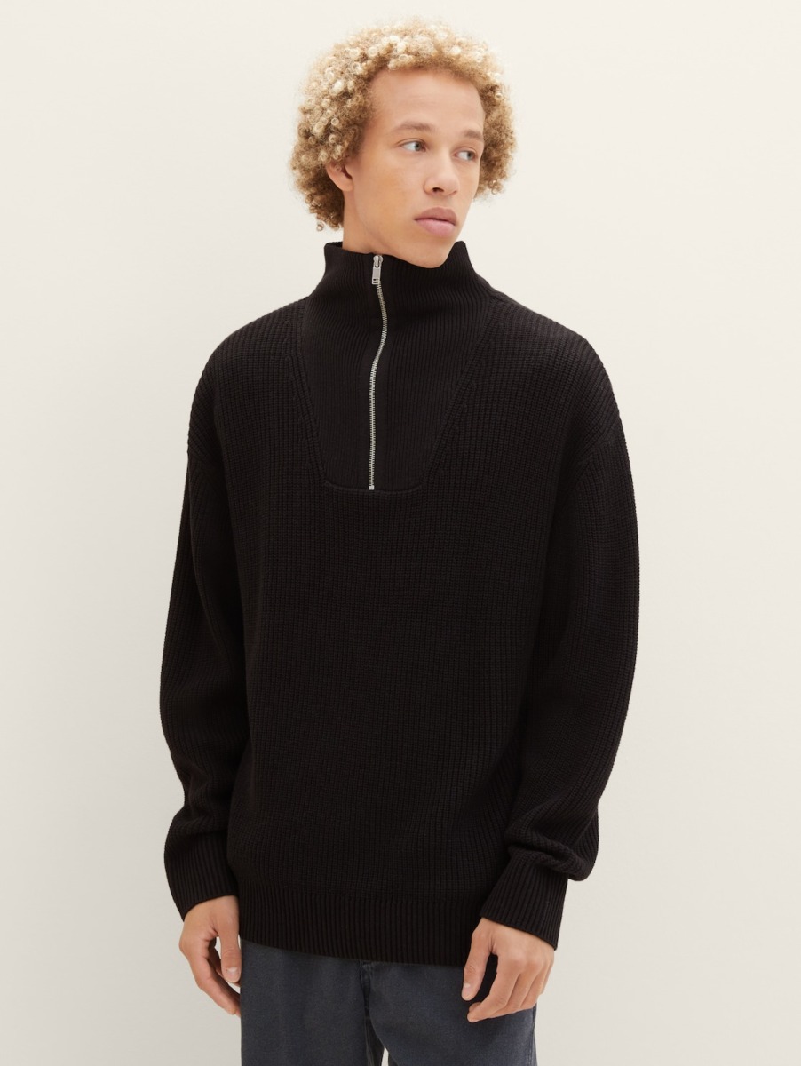 Black - Knitting Sweater - Man - Tom Tailor GOOFASH