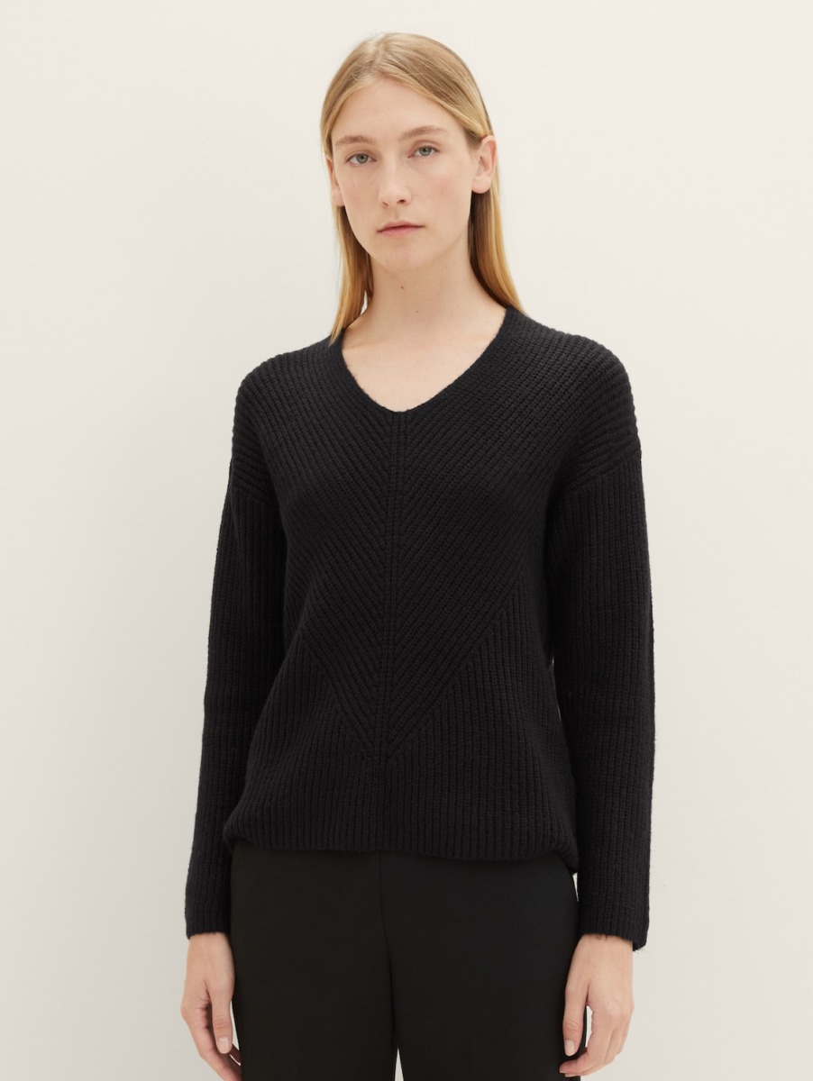 Black Knitting Sweater - Woman - Tom Tailor GOOFASH