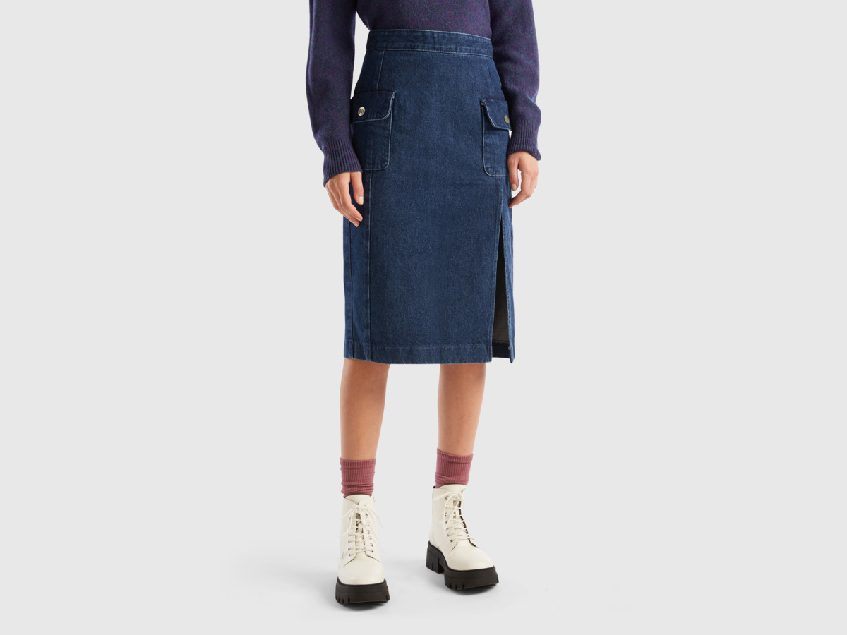 Blue Jeans Skirt - United Colors of Benetton Woman - Benetton GOOFASH