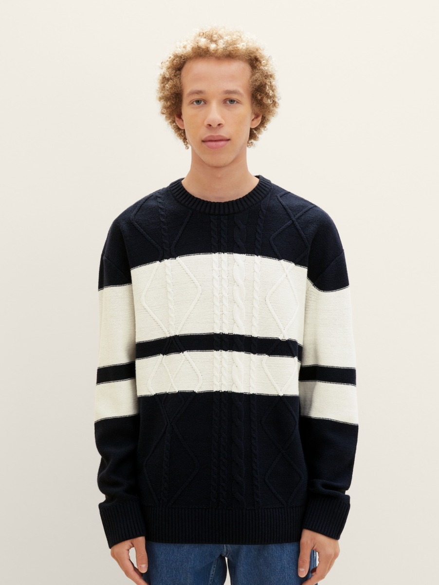 Blue - Knitting Sweater - Gents - Tom Tailor GOOFASH