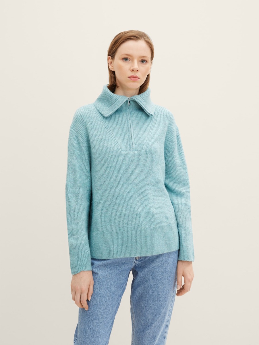 Blue Knitting Sweater from Tom Tailor GOOFASH