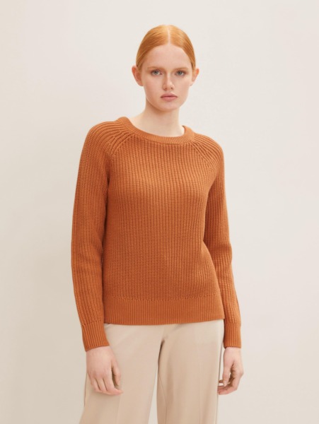 Brown Knitting Sweater by Tom Tailor GOOFASH