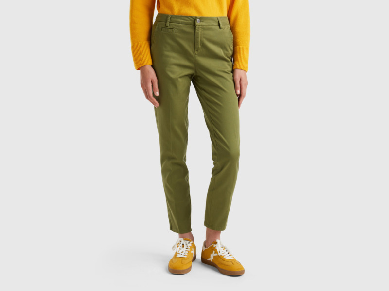 Chino Pants Green for Woman from Benetton GOOFASH