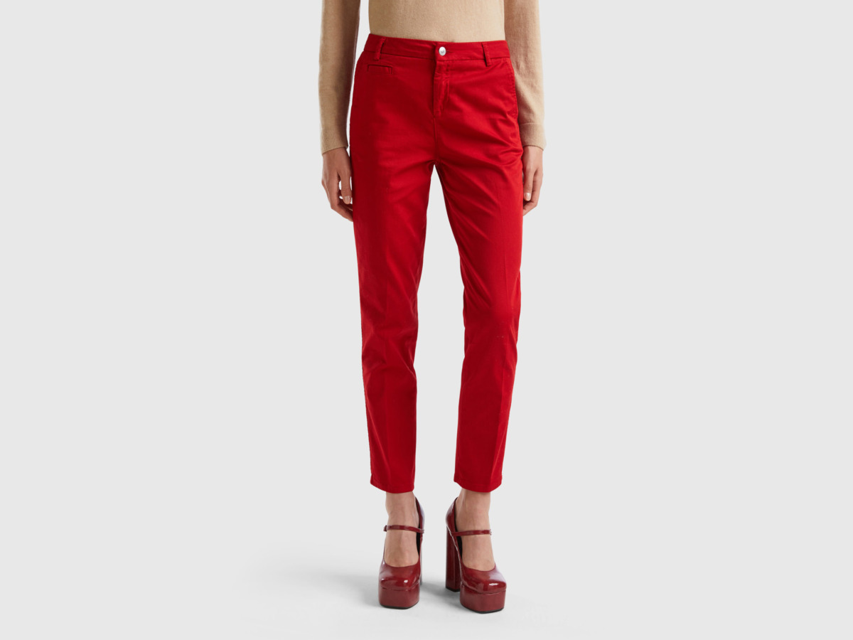 Chino Pants Red for Woman by Benetton GOOFASH